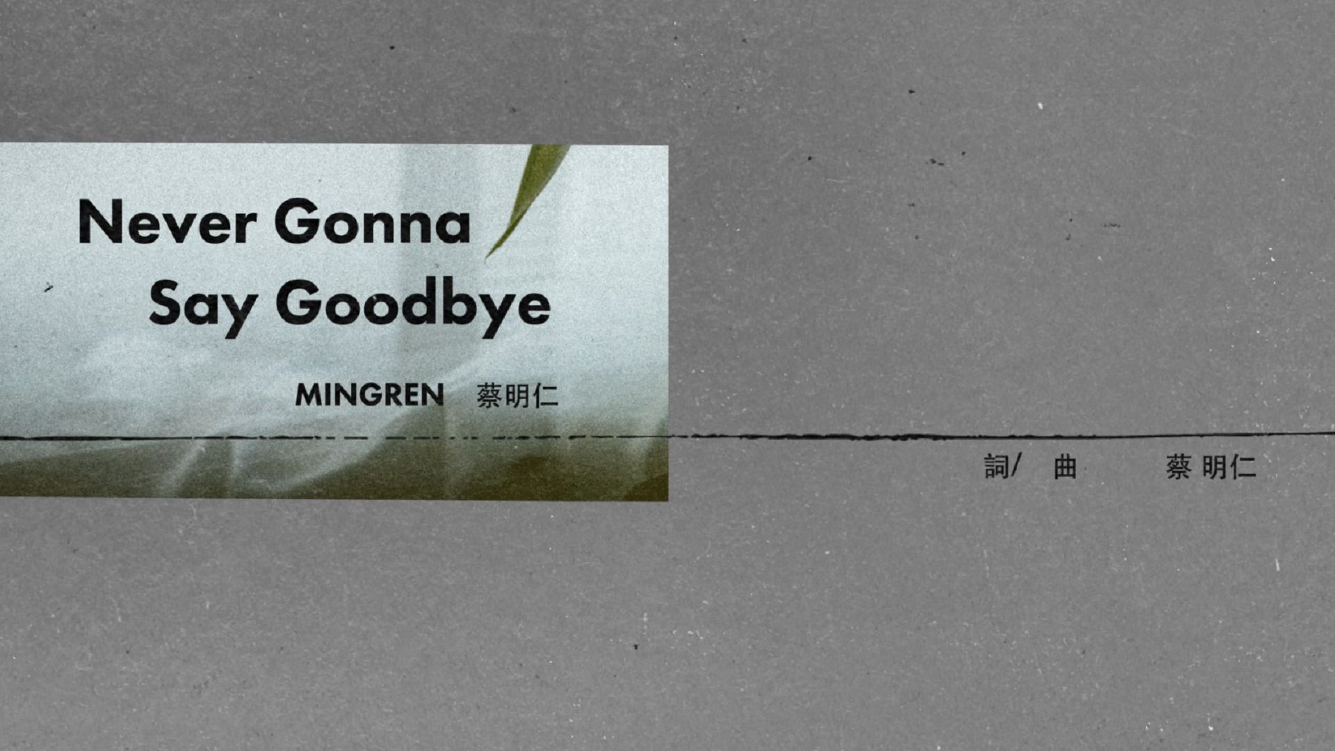 蔡明仁MINGREN《Never Gonna Say Goodbye》Official Lyric Video